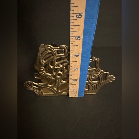 Vintage Teleflora Ornate Solid Brass Napkin Holder Antique Letter Mail Rack - Picture 5 of 5